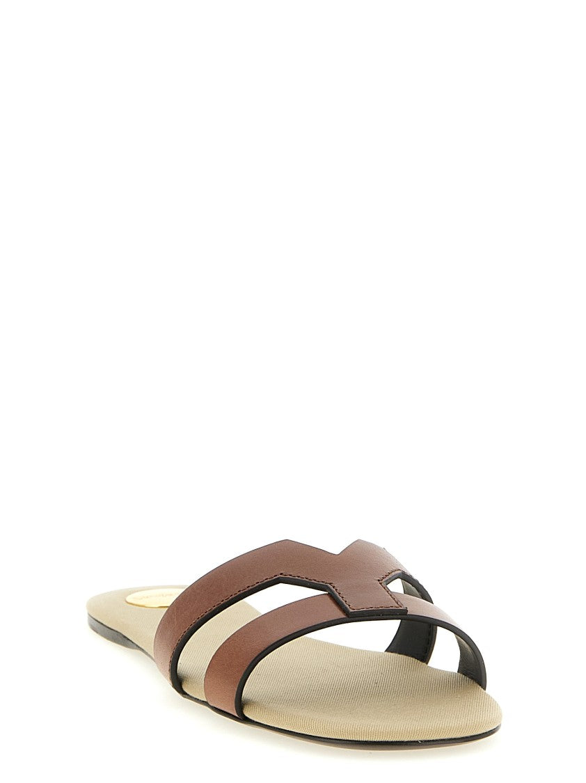 Saint Laurent 'Mabrouka' Leather Rounded Toe Sandals