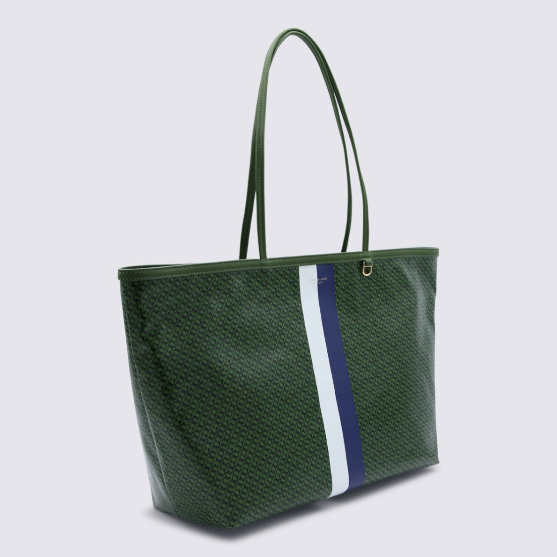 Tory Burch Textured Dark Green Tote Bag