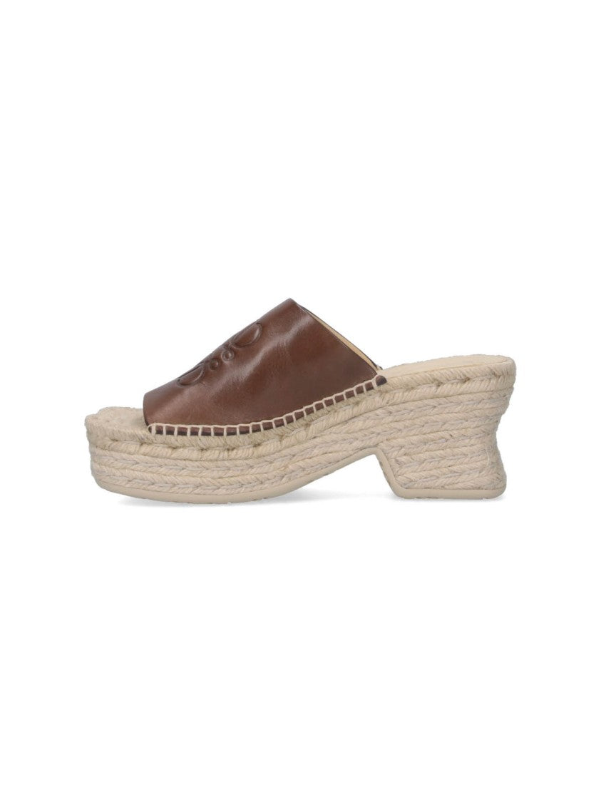 Loewe X Paula's Ibiza "Anagram" Wedges In Brown Calfskin