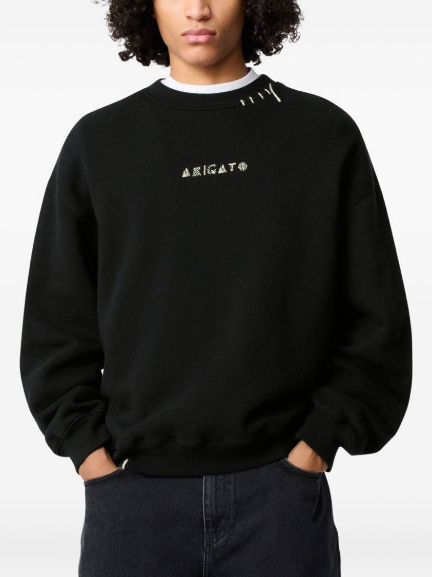 Axel Arigato Embroidered Logo Black Sweatshirt With Drop Shoulder Design