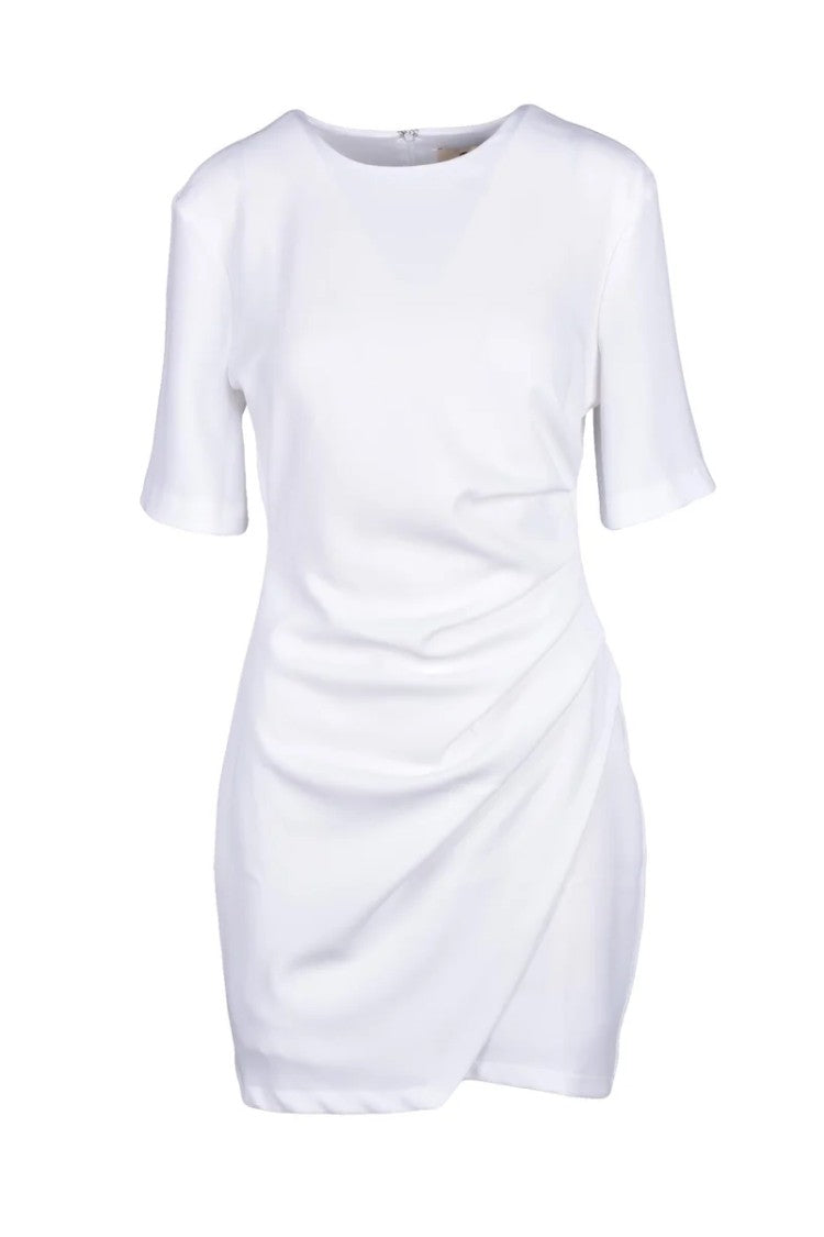 Aniye By White Ruched Polyester Elastane Sheath Dress