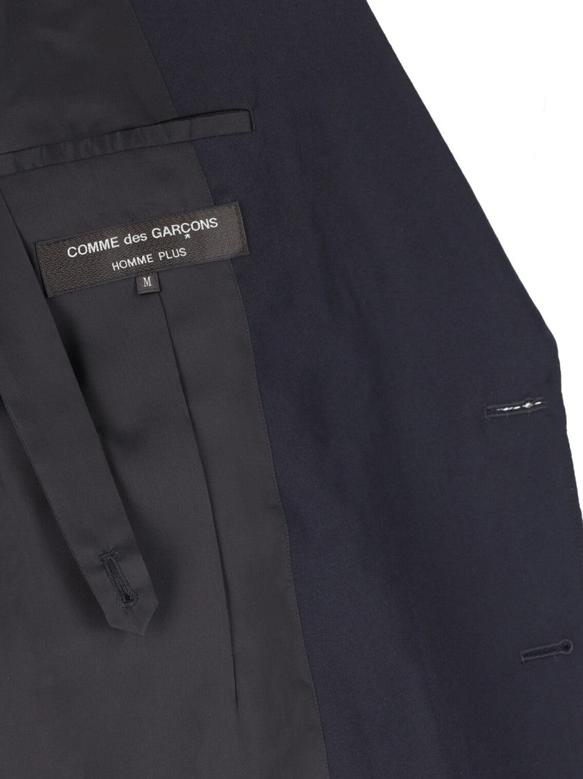 Comme Des Garçons Navy Double-Breasted Wool Fabric Blazer