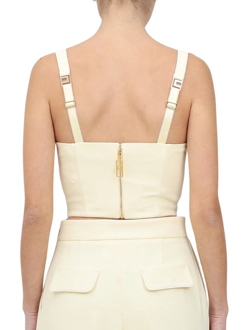 Elisabetta Franchi Cream Polyester Elastane Stretch Top