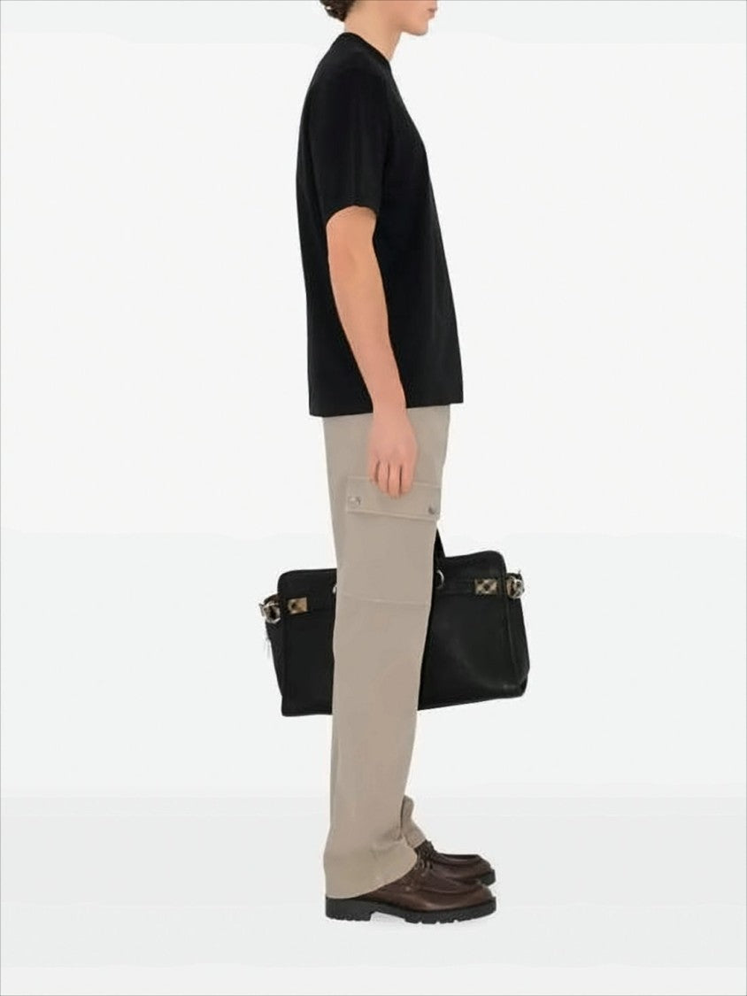 Burberry Short-Sleeve Black T-Shirt With Gold Crest Emblem