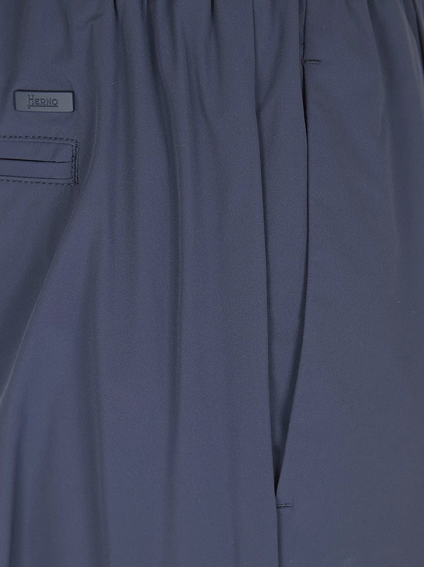 Herno Technical Stretch Seersucker Trousers With Pleats