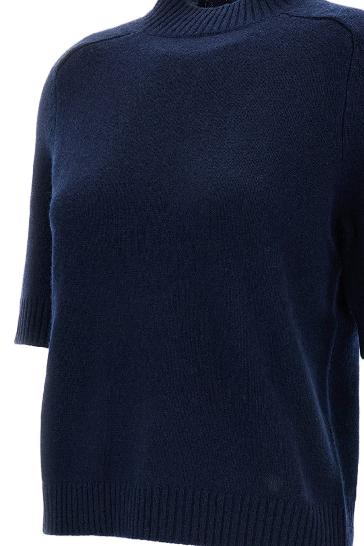 Loulou De Saison Blue Cashmere Saddle-Sleeve Crewneck Top