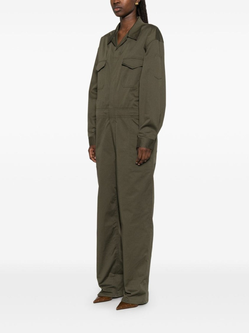 The Frankie Shop Green Utility Pointed Collar Jumpsuit