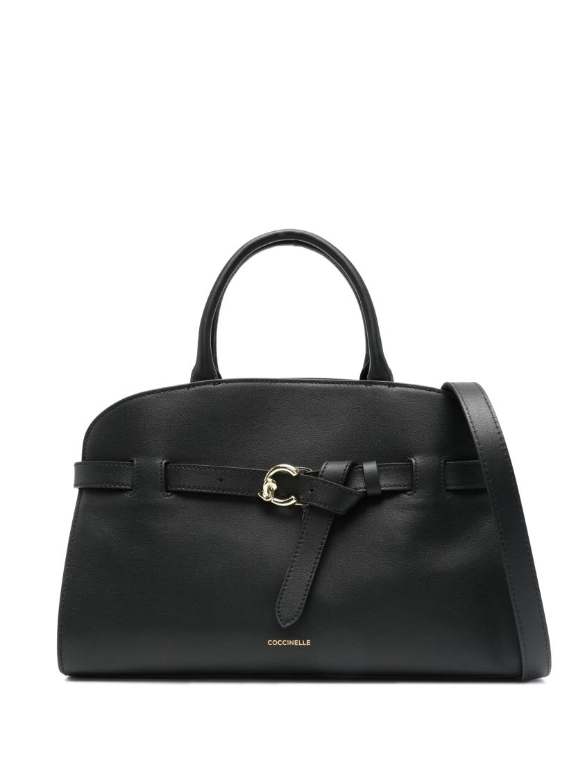 Coccinelle Structured Leather Handbag With Gold-Accent Detail