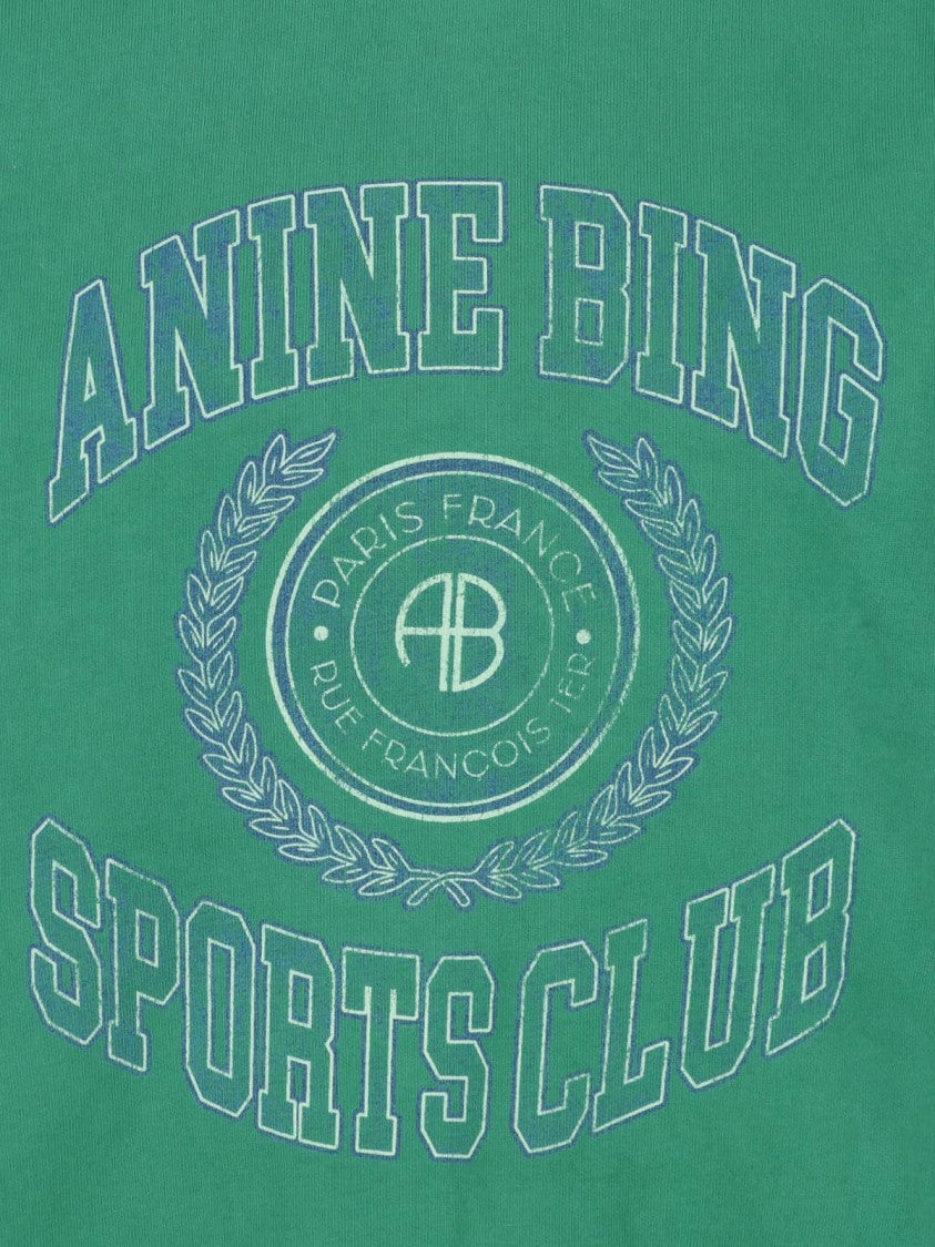 Anine Bing Green Harvey Printed Cotton Hooded Sweatshirt