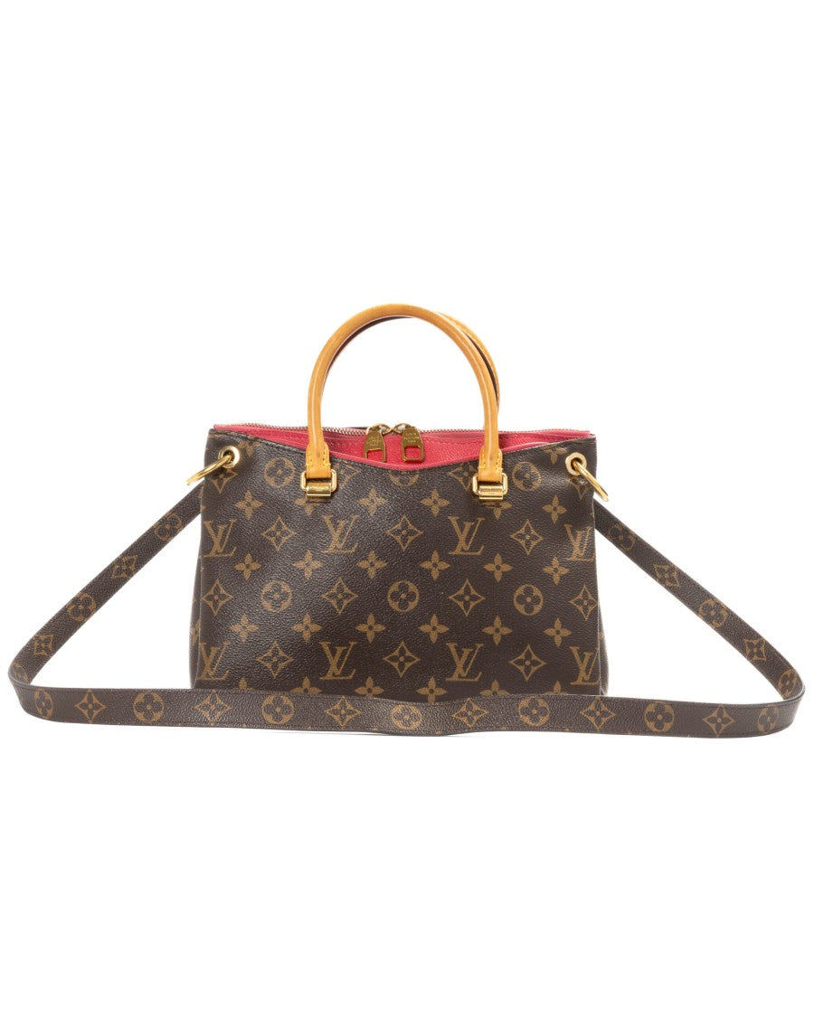 Louis Vuitton Pallas Pm Monogram Handbag With Fuchsia Leather Accents