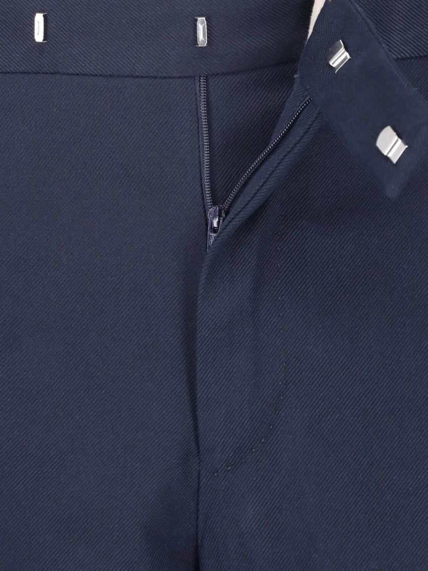 Pt Torino Blue High-Waisted Pleated Virgin Wool-Blend Formal Pants