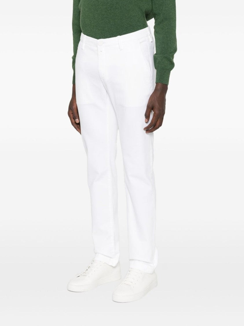 Jacob Cohen White Straight-Leg Trousers With Classic Five-Pocket Style