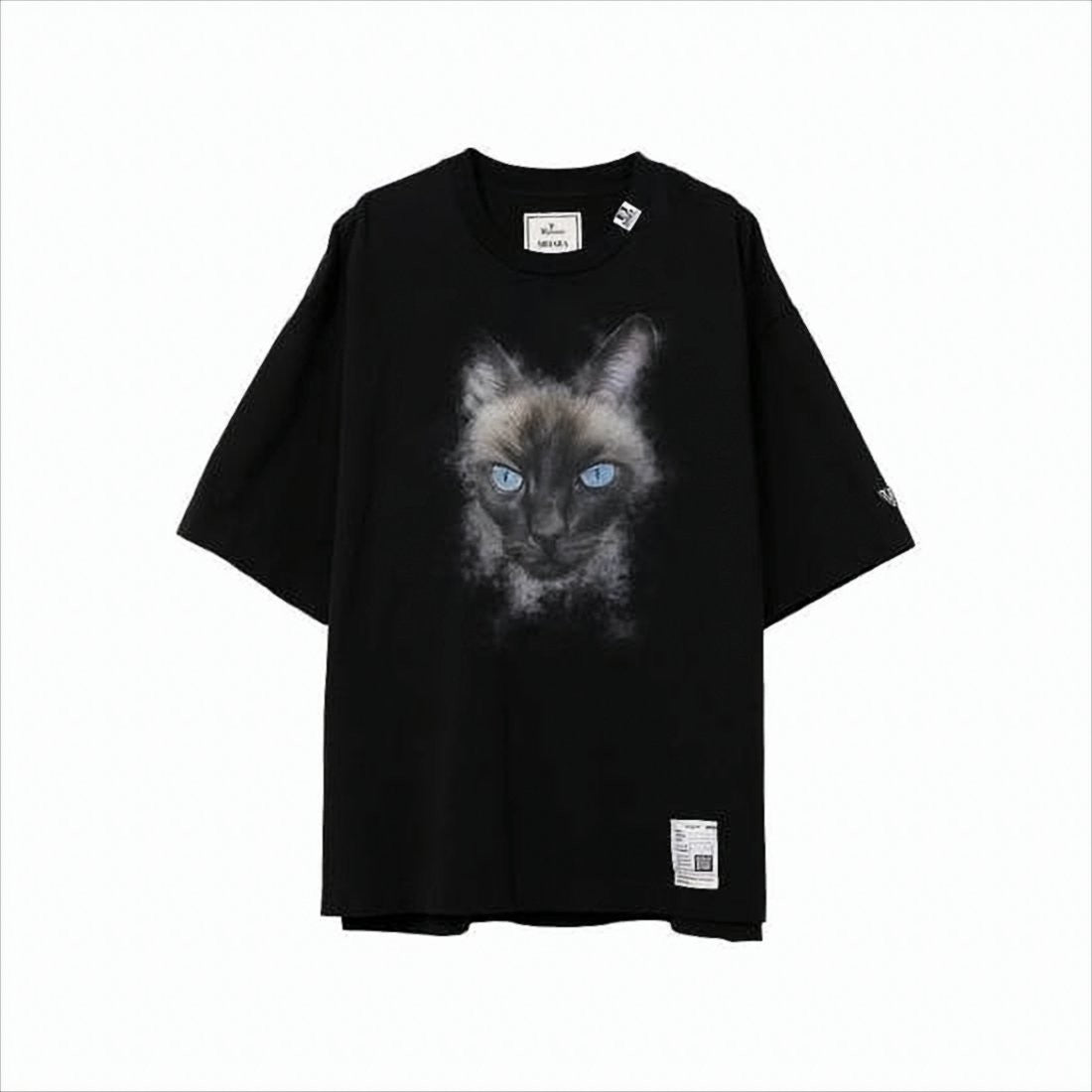 Maison Mihara Yasuhiro Graphic Black Short-Sleeve T-Shirt With Cat Design