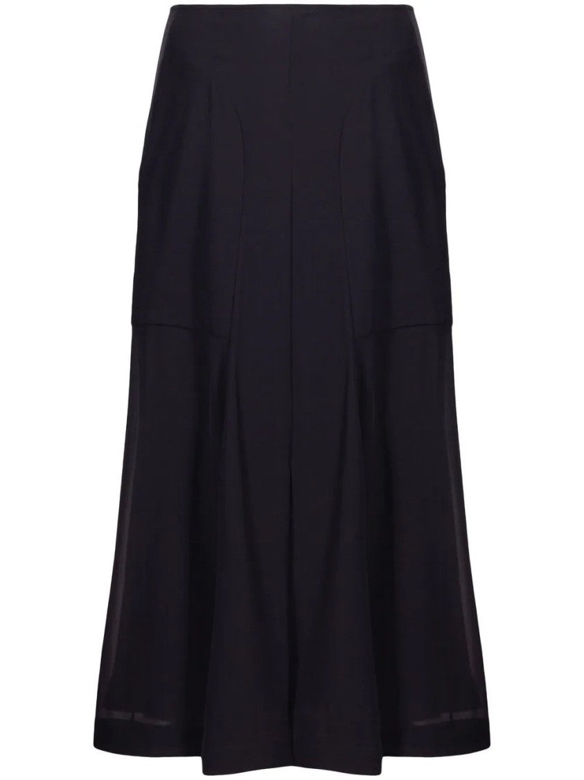 Salvatore Ferragamo A-Line Silk Skirt With Vertical Seam Detailing