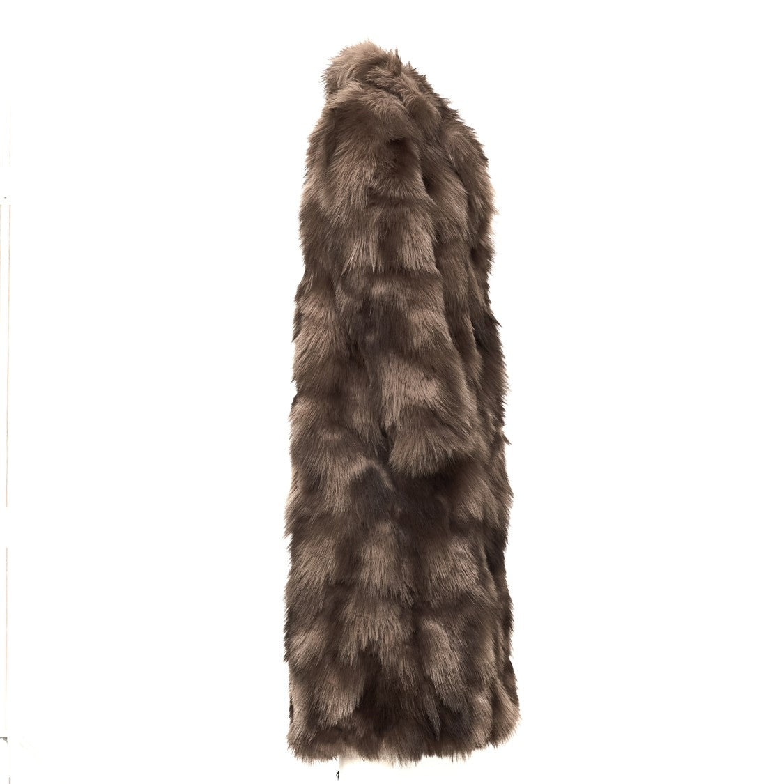 Sword Plush Hook Closure Long Faux Fur Coat