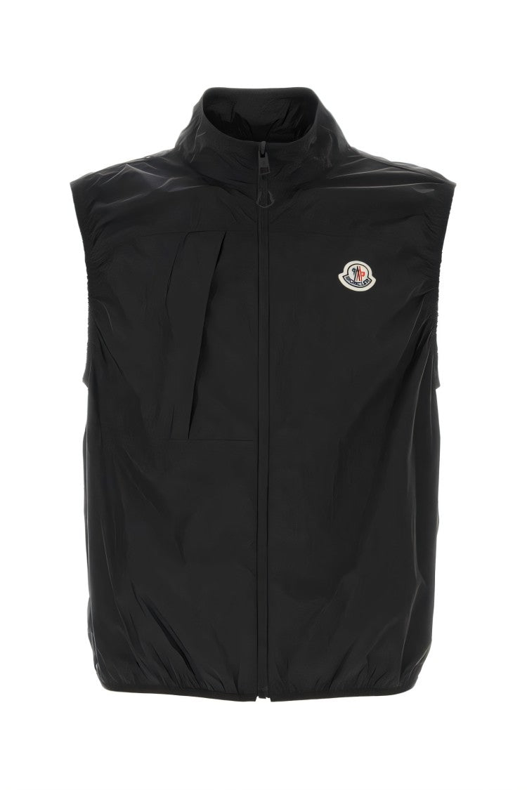 Moncler Black Polyamide Vest With Front Zip Closure