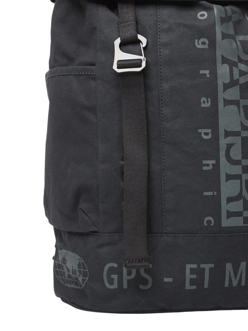 Napapijri Black Equator Buckle Foldover Canvas Backpack