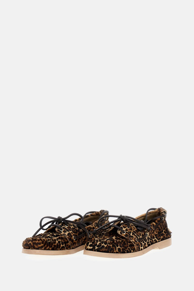 Golden Goose Leopard-Print Pony Skin Boat Moccasin With Rubber Sole