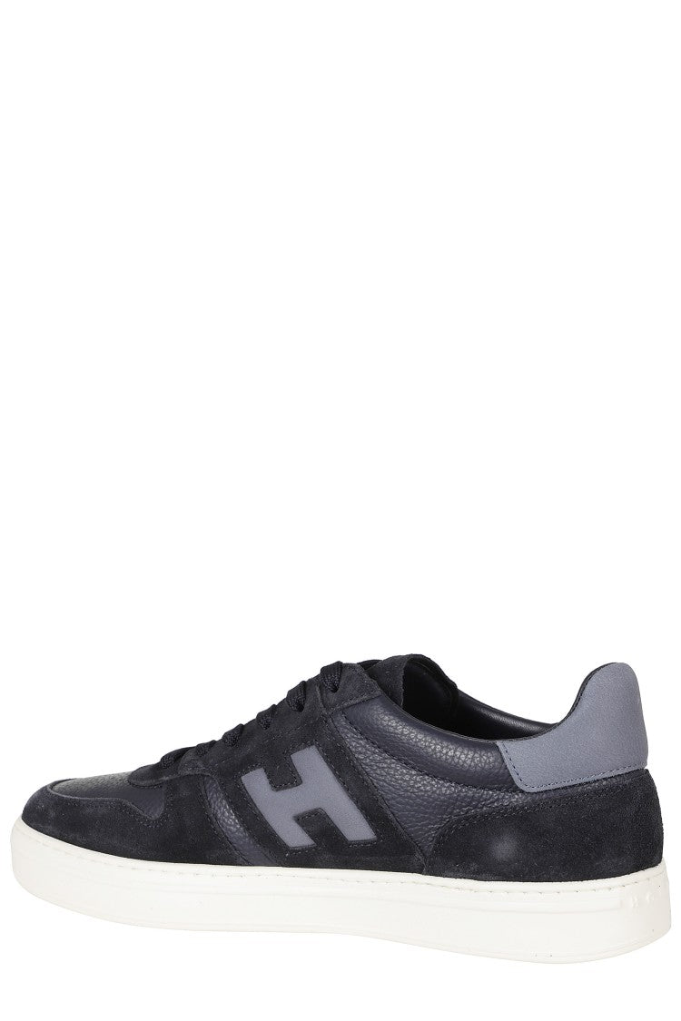 Hogan Blue H Tv Smooth Leather Suede Rubber Sole Sneakers