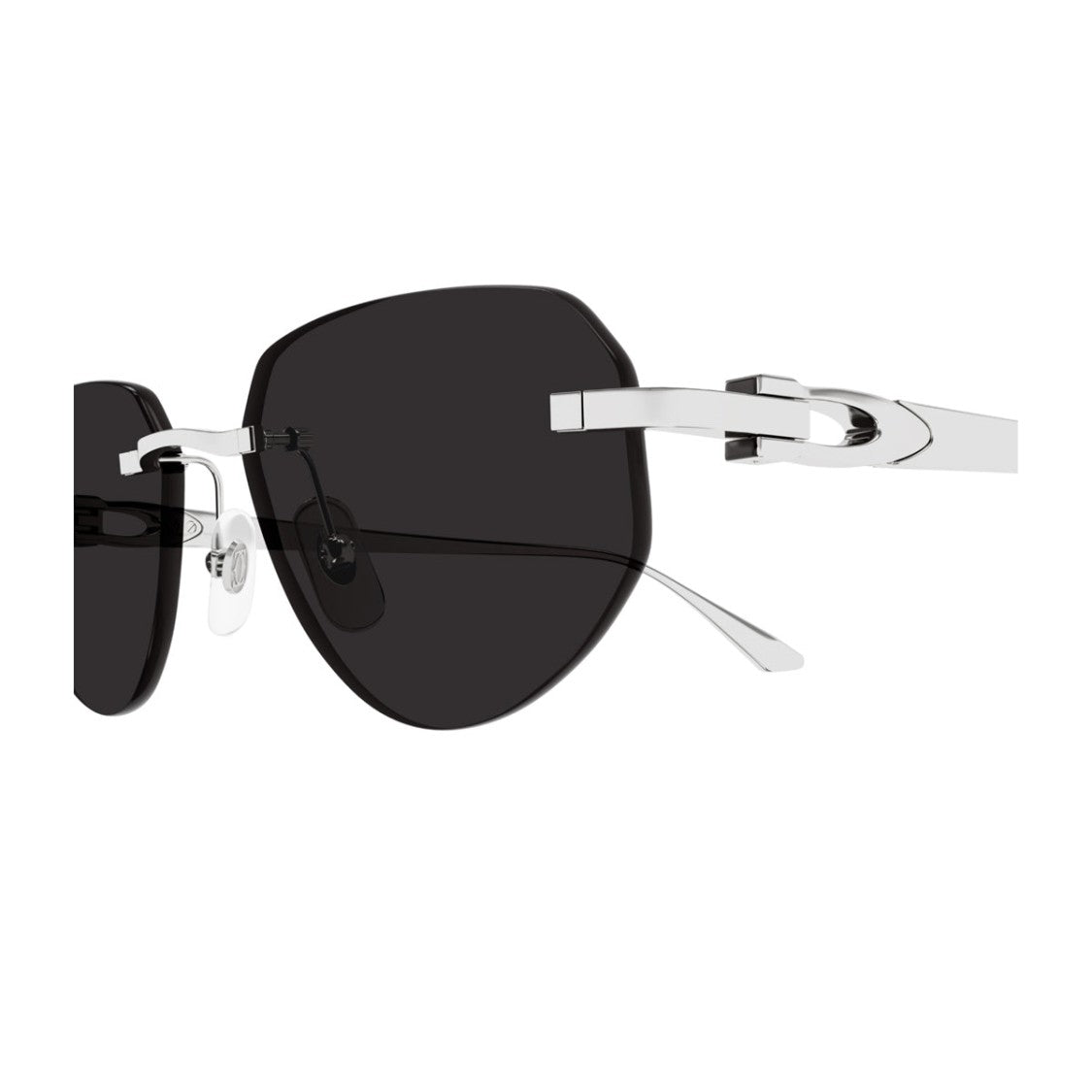 Cartier Minimalist Titanium Sunglasses With Silver Grey Finish