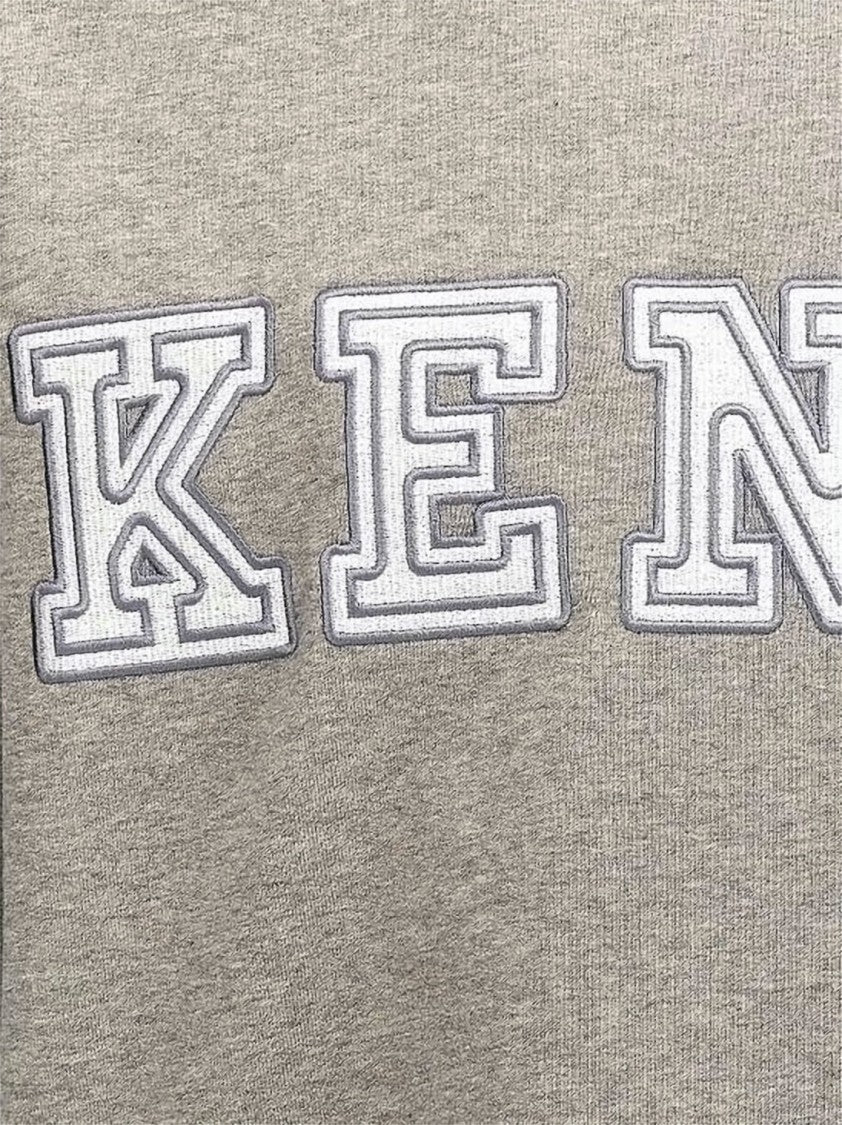 Kenzo Heather Grey Long-Sleeve Sweatshirt With Varsity Detailing