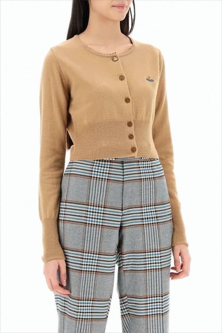 Vivienne Westwood Cropped Brown Cardigan With Button-Down Front