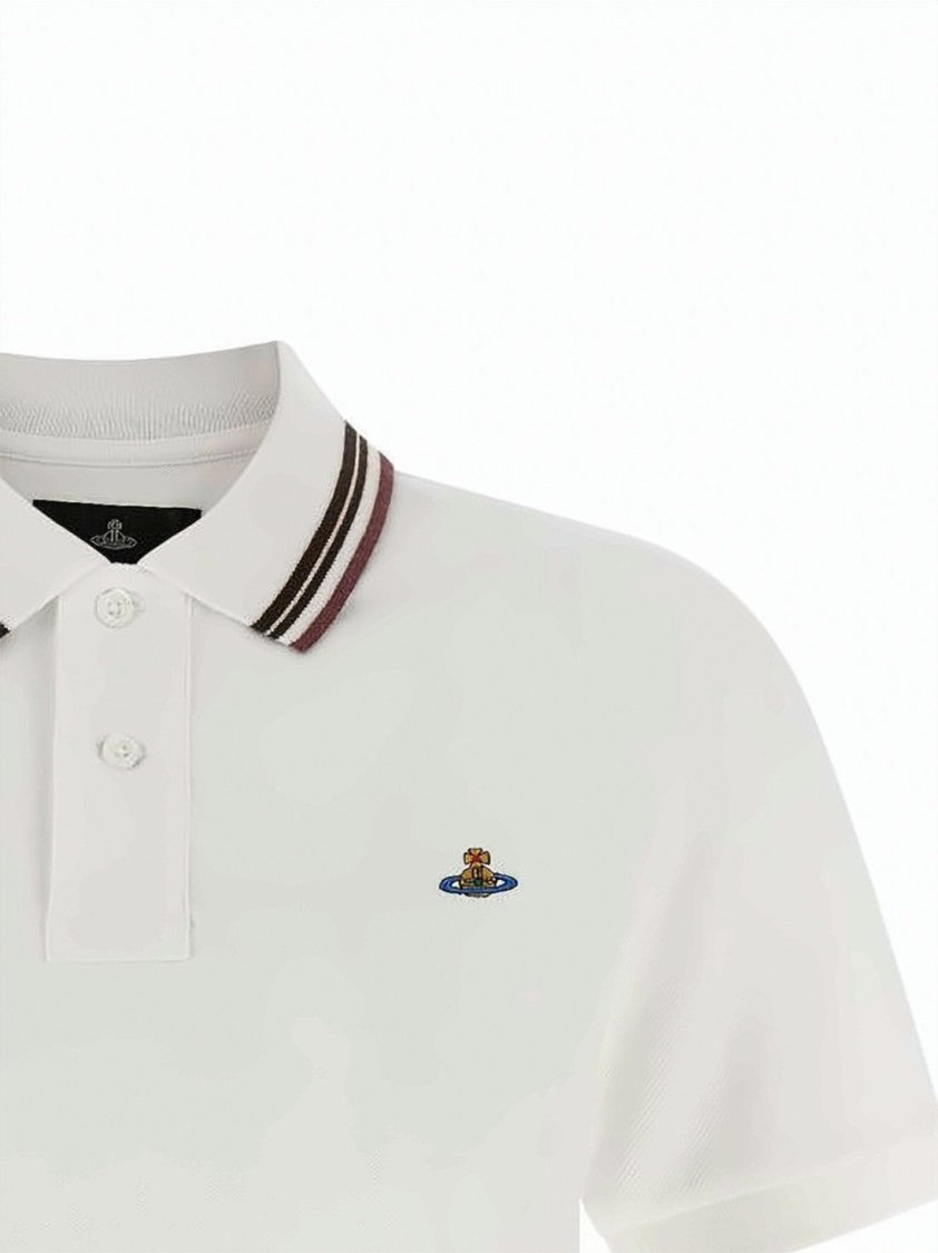 Vivienne Westwood Cropped Polo Shirt With Classic Collar And Contrasting Stripes
