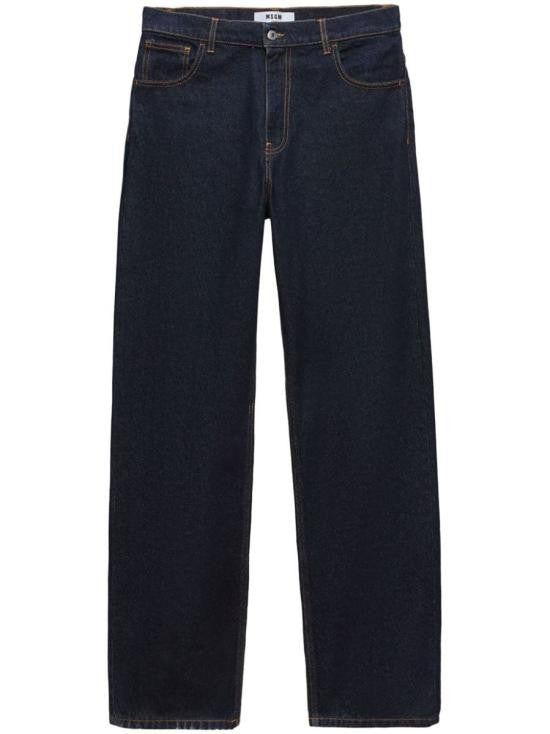 Msgm Dark Indigo Straight-Leg Denim Pants With Contrast Stitching