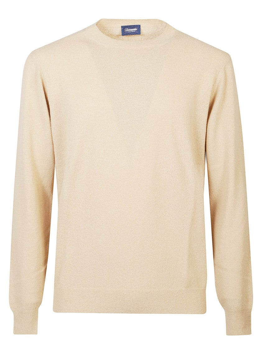 Drumohr Beige Cotton Ribbed Knit Sweater