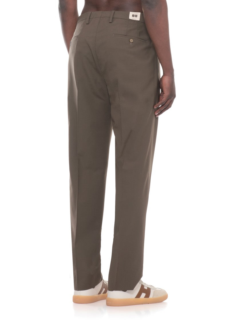 Briglia 1949 Brown Plattis Wool Straight-Leg Pants