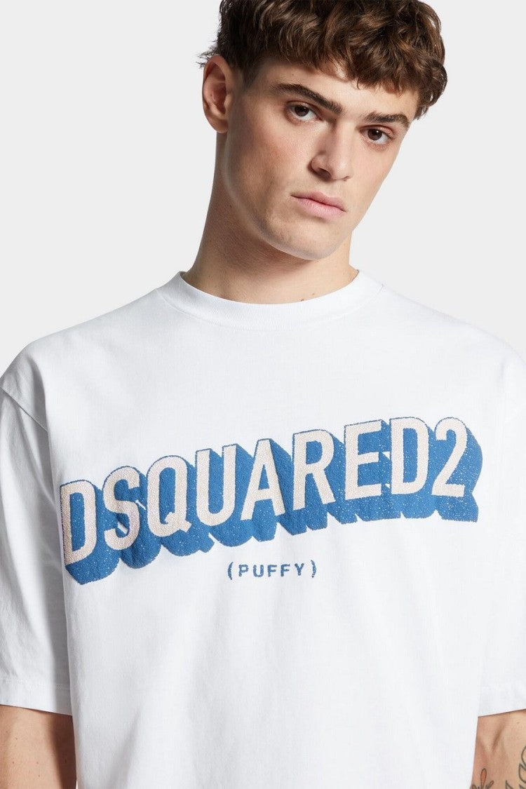 Dsquared2 White 3D-Effect Puffy Logo Printed Cotton T-Shirt