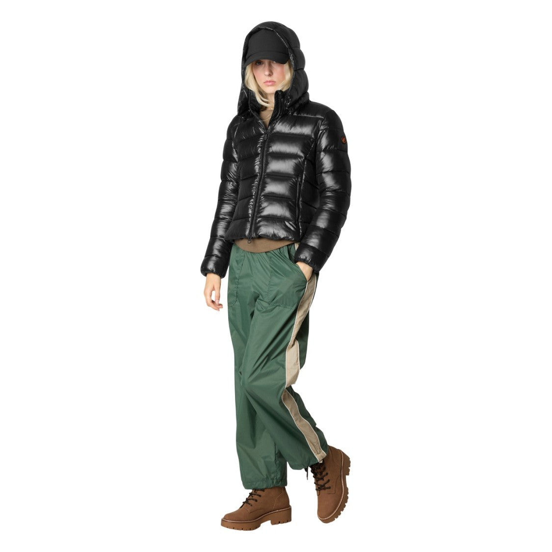 Save The Duck Lacquered Finish Quilted Jacket Removable Hood
