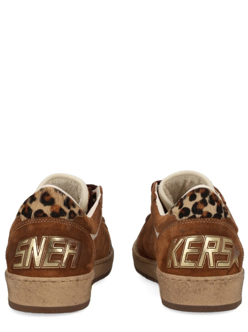 Golden Goose Brown Ball Star Leopard Panel Sneakers