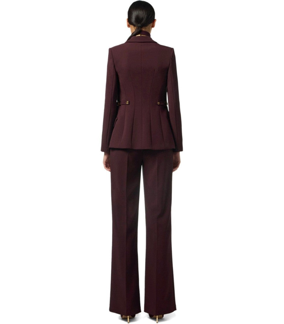 Elisabetta Franchi Merlot Single-Breasted Blazer