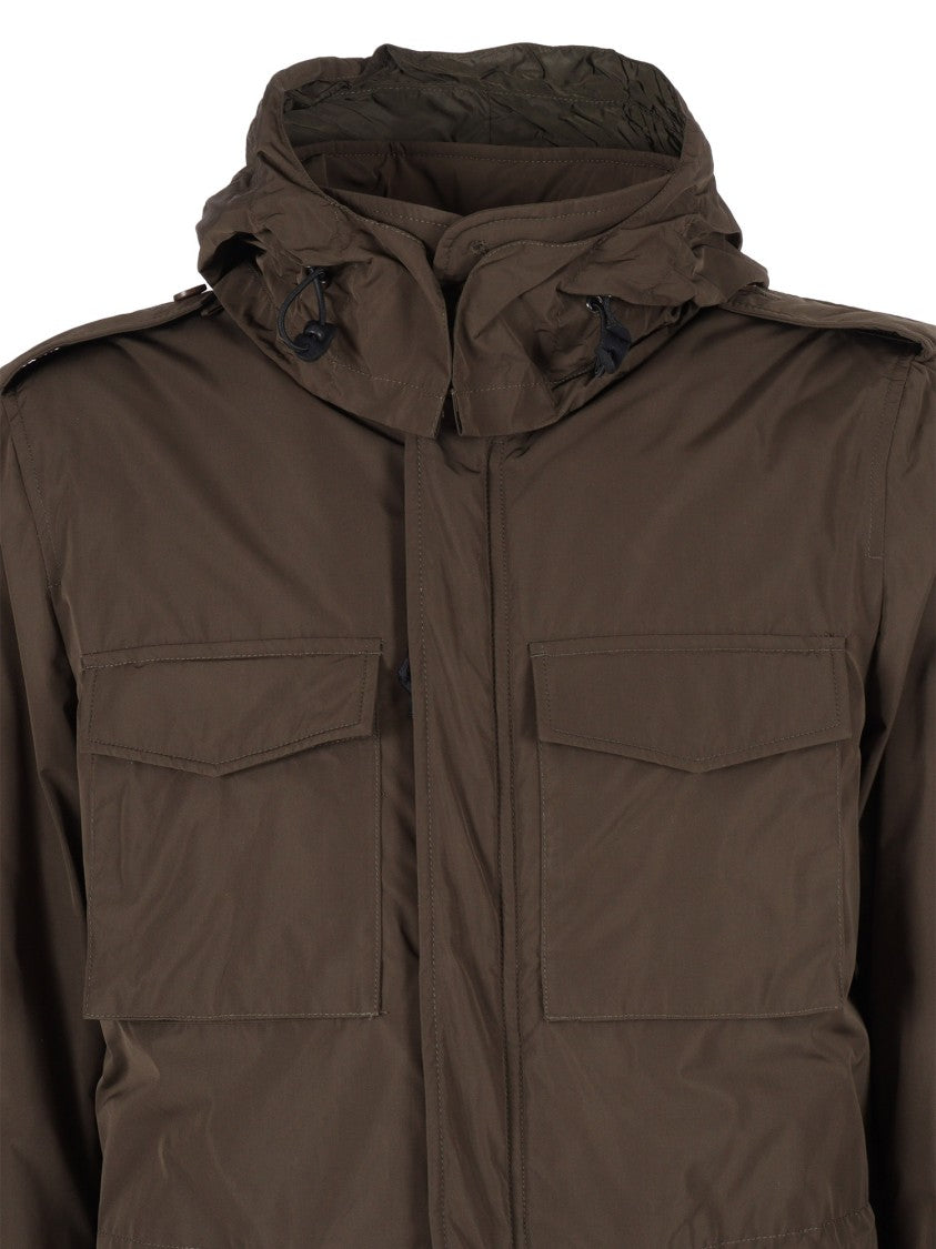 Aspesi Military-Inspired Utility Jacket With Adjustable Hood