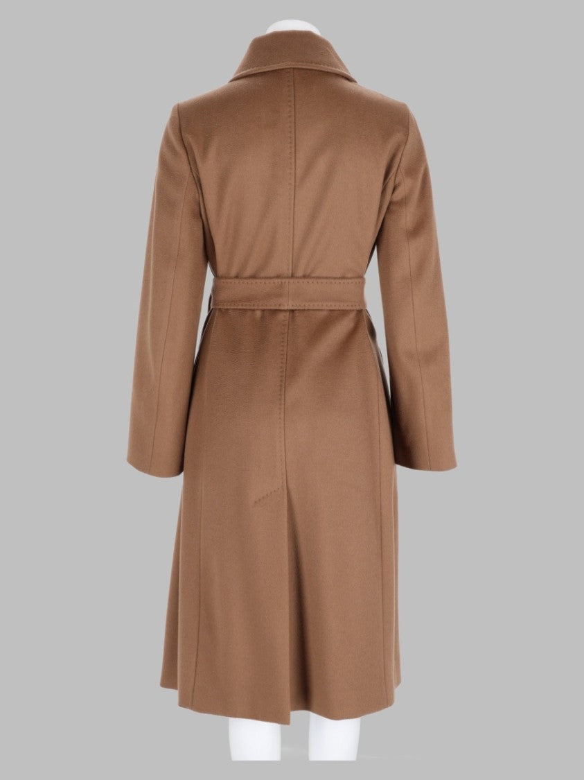 Max Mara Brown Belted Classic Virgin Wool Trench Coat