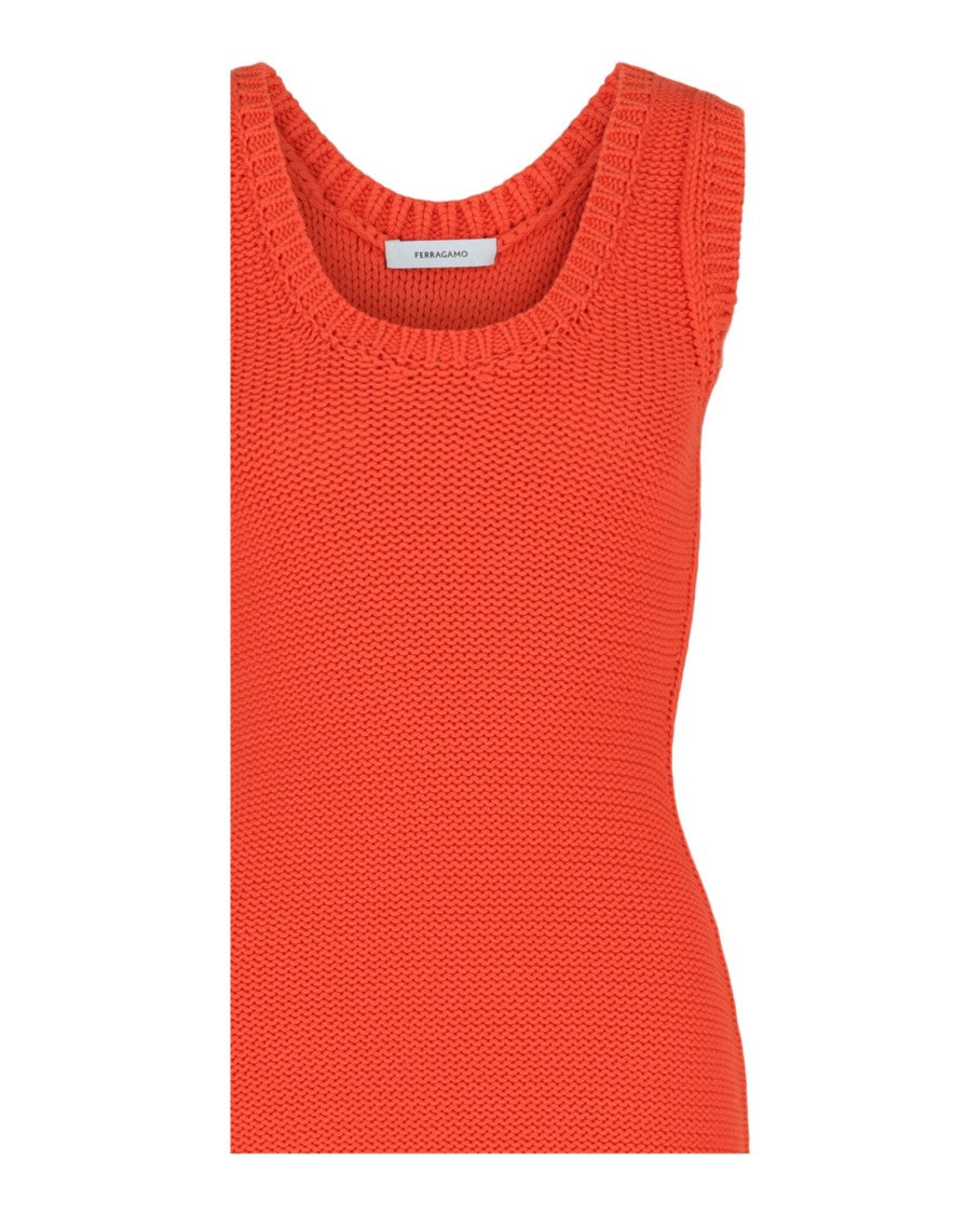 Ferragamo Sleeveless Midi Ribbed Dress