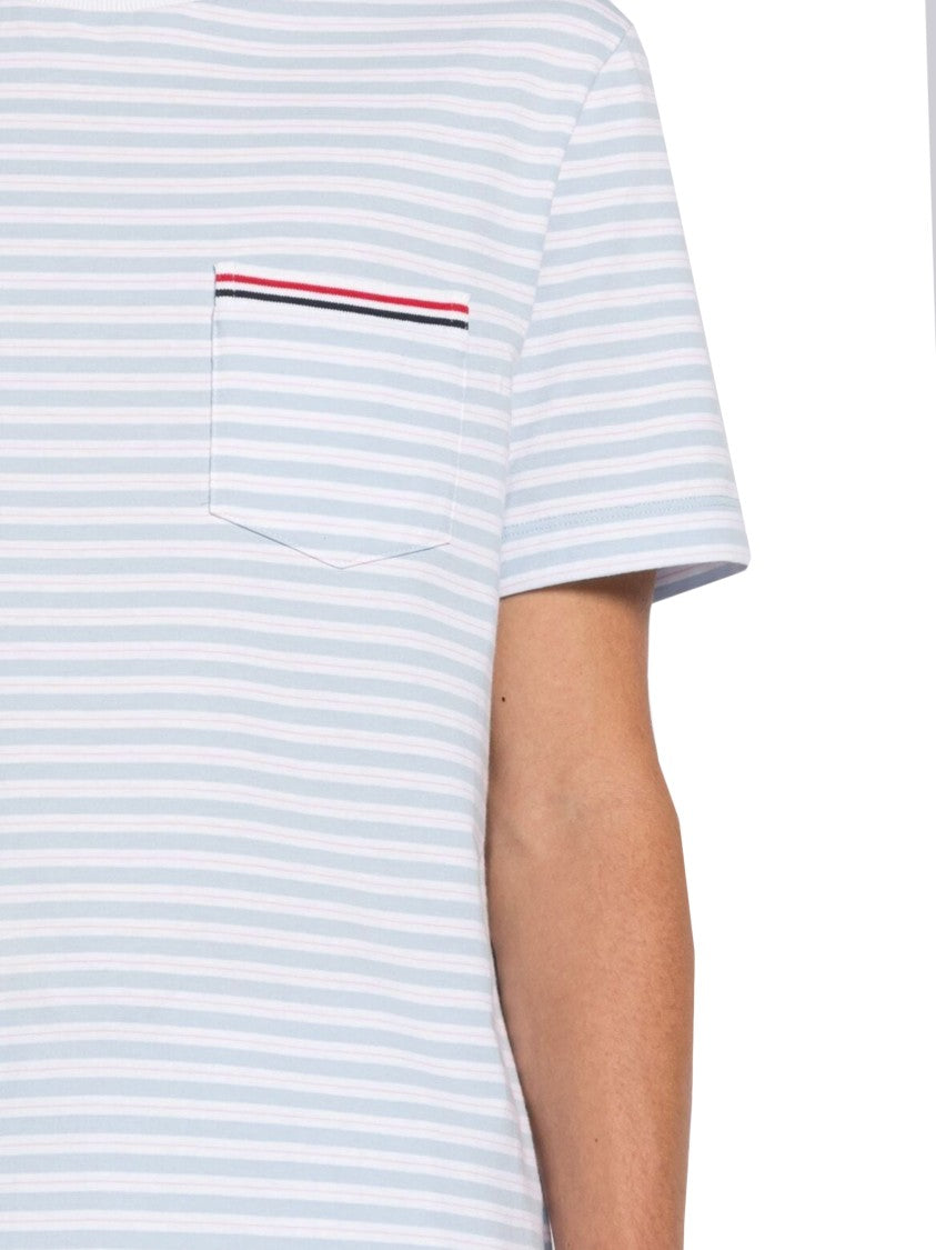 Thom Browne Short-Sleeve T-Shirt With Tricolor Pocket Detail
