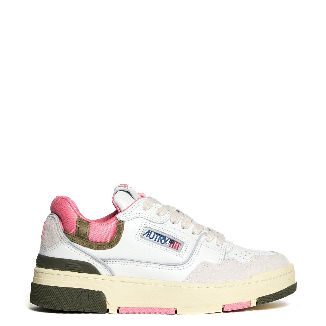 Autry Low-Top Sneakers With White Leather And Geranium Accents