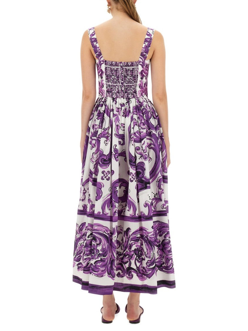 Dolce & Gabbana Majolica Print Fitted Long Dress
