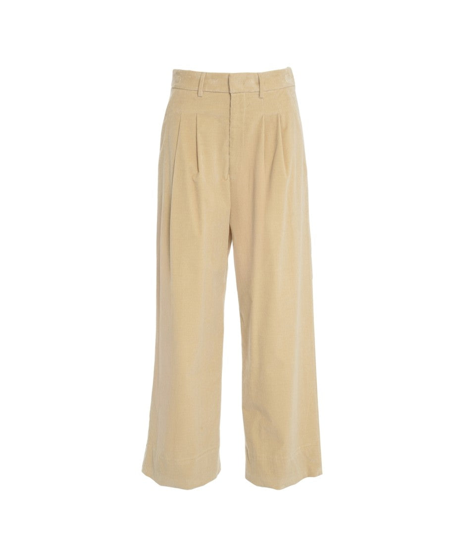 Dondup Pleated Trousers With High Waist And Wide Legs