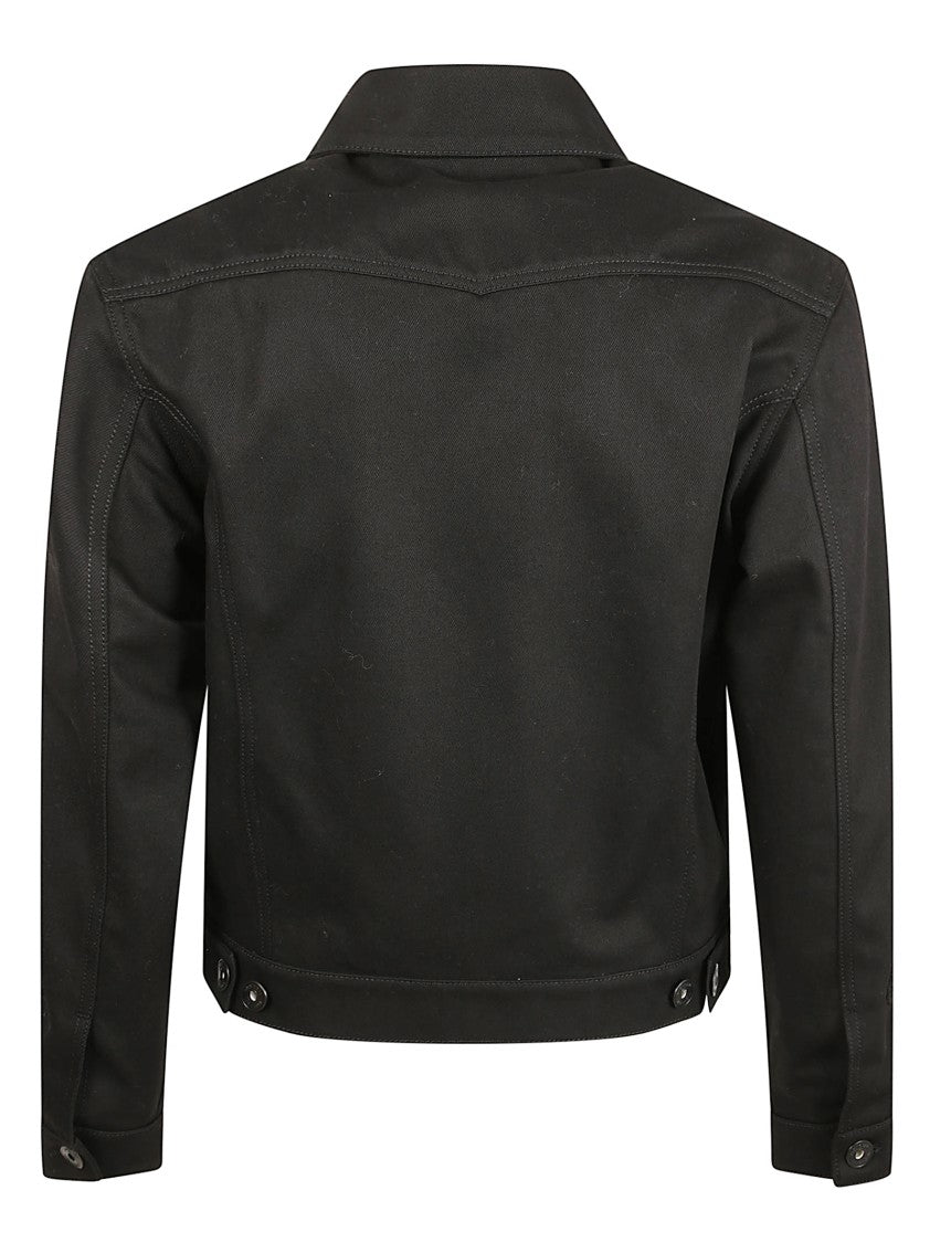 Alexander Mcqueen Embroidered Black Denim Jacket With Front Button Fastening