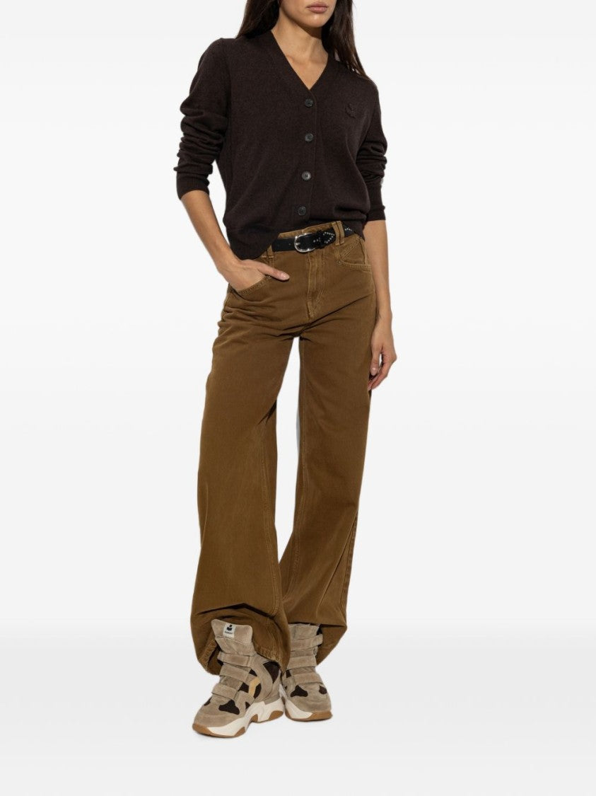 Isabel Marant Étoile V-Neck Knit Sweater With Button-Down Front And Embroidered Logo