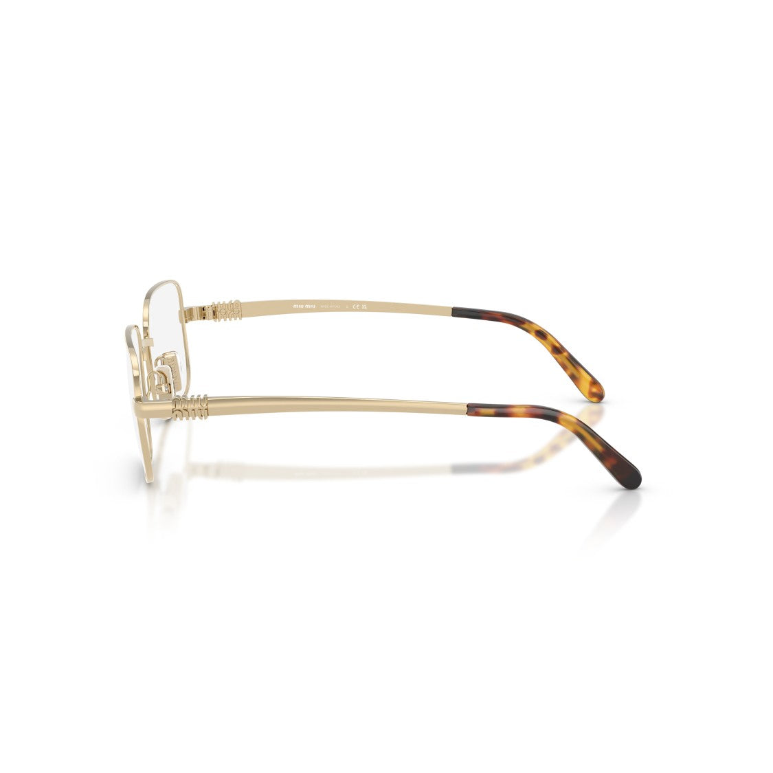 Miu Miu 0Mu 51Zv Rectangular Gold-Tone Metal Sunglasses