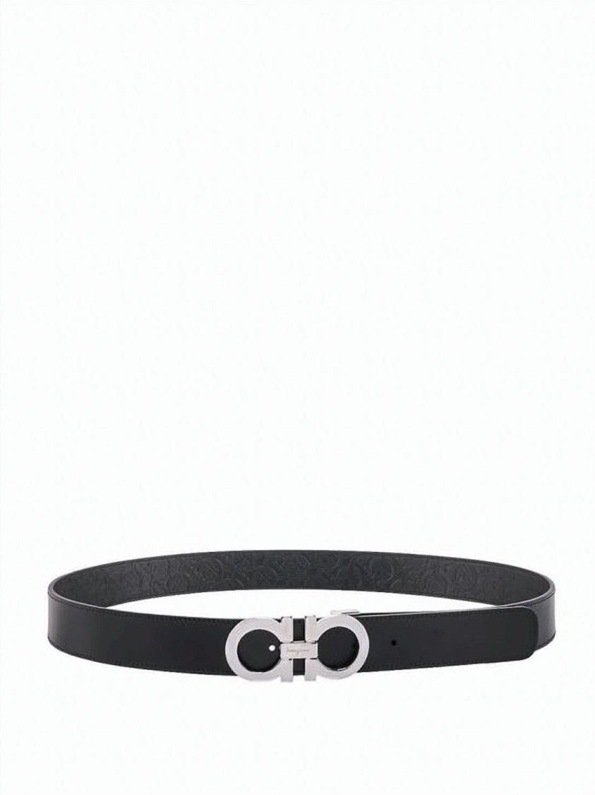 Salvatore Ferragamo Gancini Leather Belt With Silver-Tone Buckle