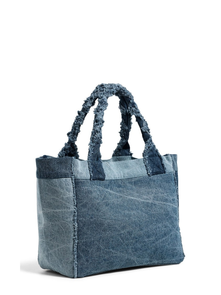 Ganni Cotton Denim Medium Trapeze Shopper Bag Crafted