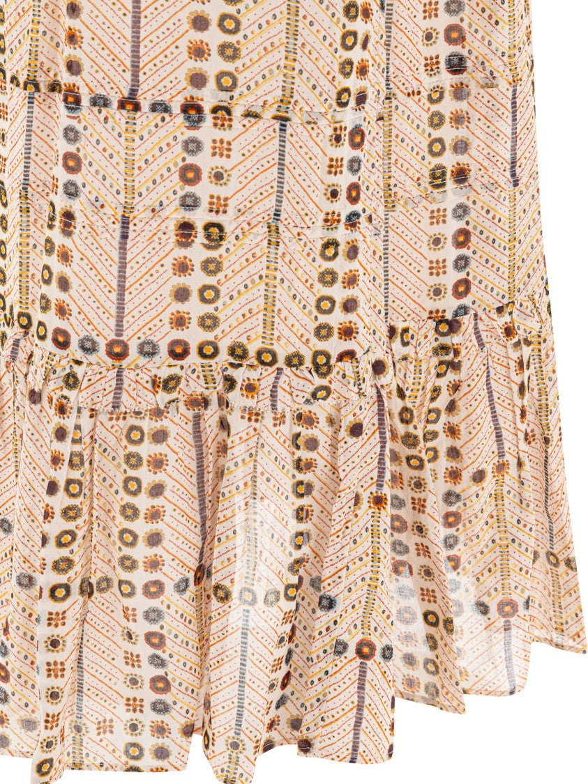 Isabel Marant Étoile Tiered Beige Skirt With Ruffled Hems