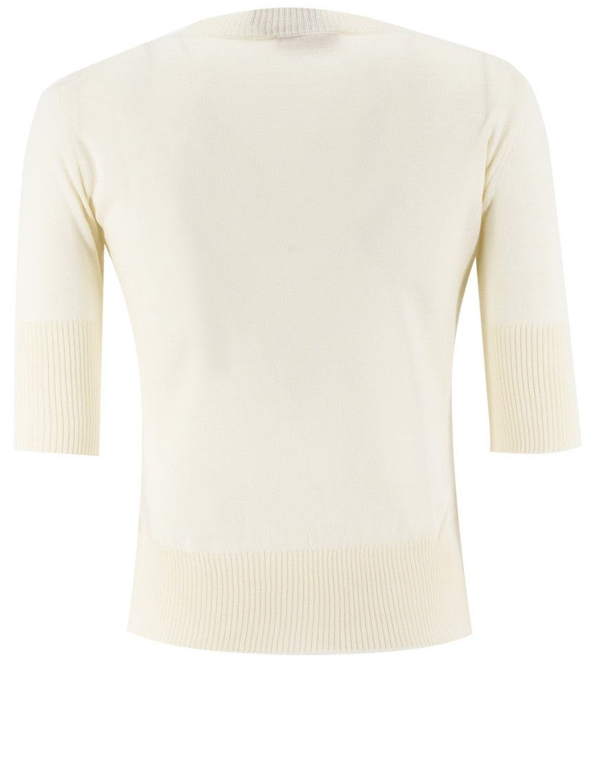 Ermanno Scervino Floral Lace-Embellished Crew-Neck Sweater