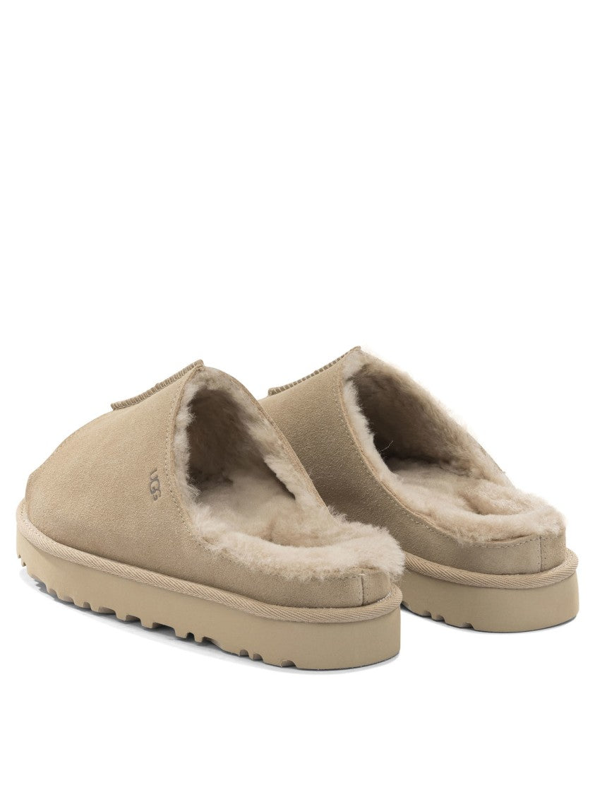 Ugg Suede Slip-On Sandals With Plush Furry Lining And Durable Sole