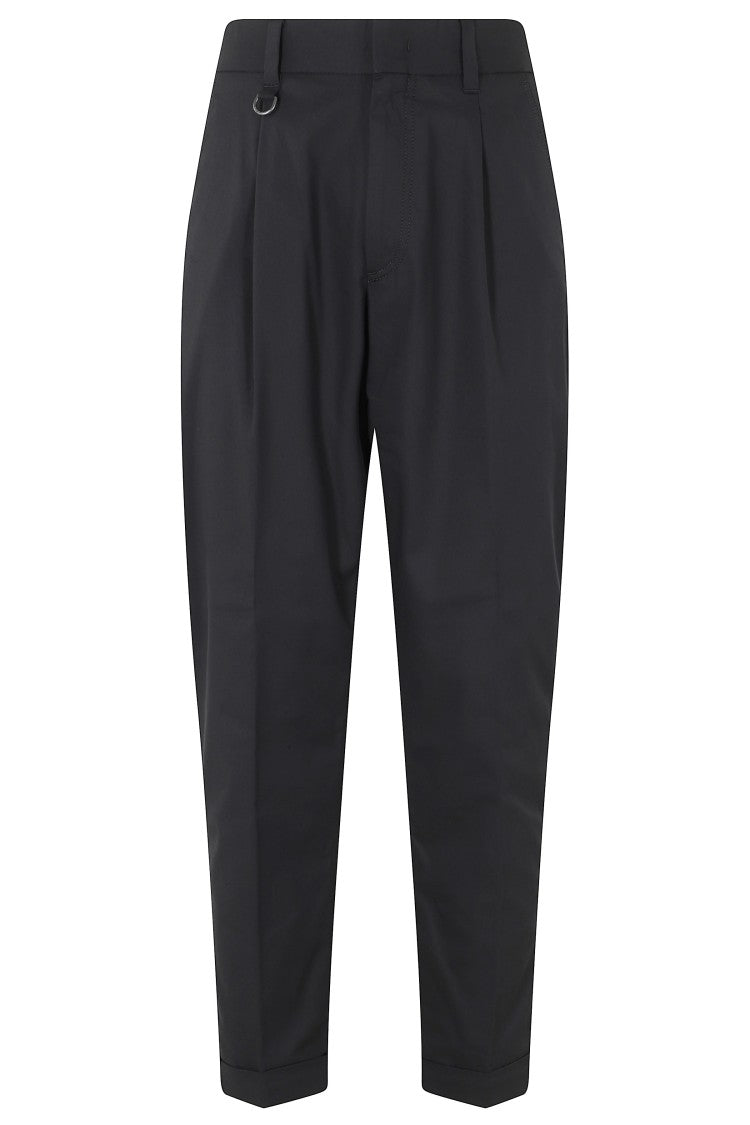 Paolo Pecora Black Flush-Pockets Cotton Slim-Leg Pants